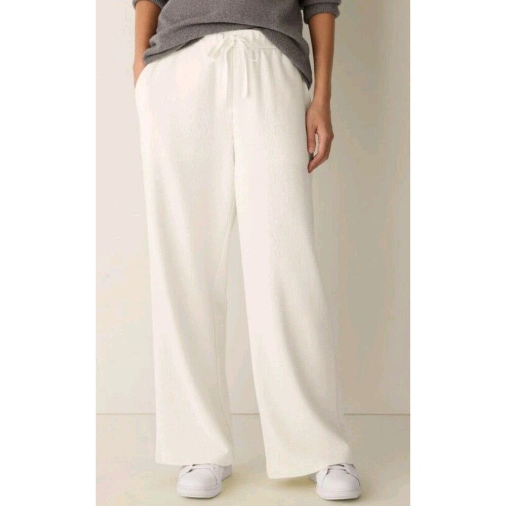 Eileen Fisher Waffle Cotton Blend Doubleknit  Wide-Leg Pant Size Large  New